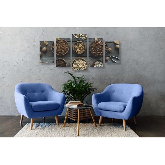 5-dielny obraz oriešky v miskách