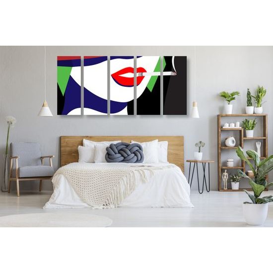 5-dielny obraz žena v pop art štýle
