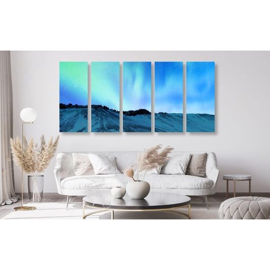 5-dielny obraz nádherná nórska obloha