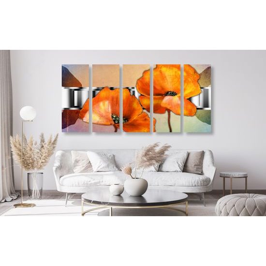 5-dielny obraz umelecké znázornenie jemnosti kvetov