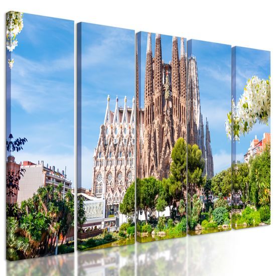5-dielny obraz nádherná Barcelónska katedrála