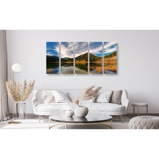 5-dielny obraz jazero medzi horami