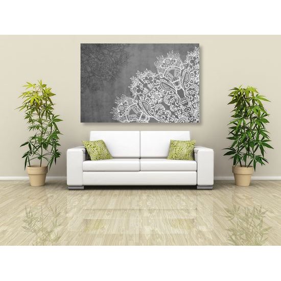 Obraz nádherná Indická Mandala v čiernobielom prevedení