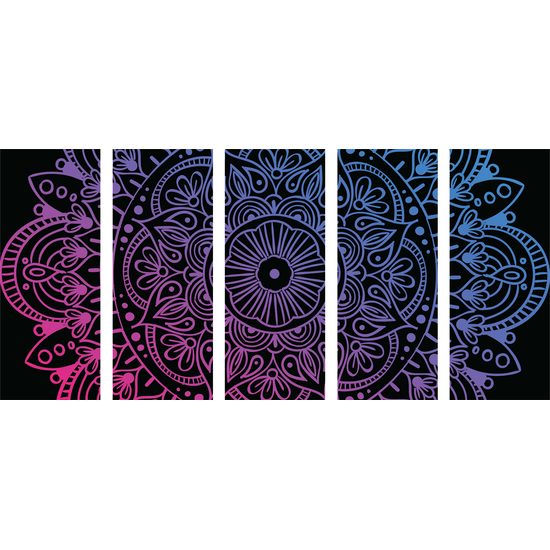 5-dielny obraz fialová Mandala
