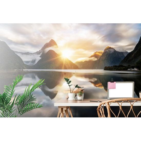 Fototapeta východ slnka nad jazerom na Novom Zélande