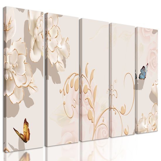 5-dielny obraz kvety v luxusnom prevedení