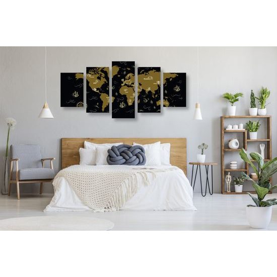 5-dielny obraz dobrodrúžna mapa sveta