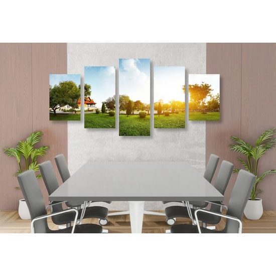 5-dielny obraz zeleň v rozkvete