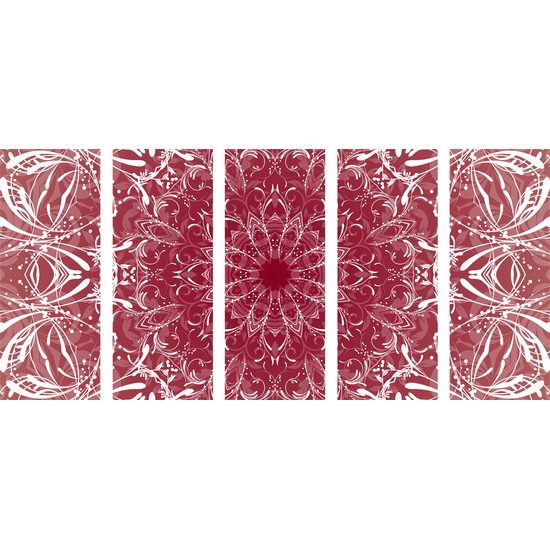 5-dielny obraz Mandala v ružovom prevedení