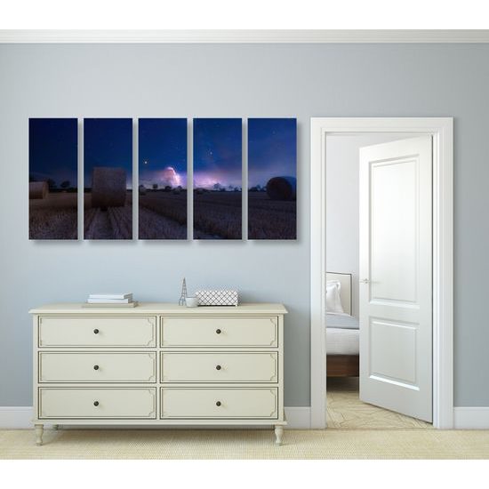 5-dielny obraz lúka a pohľad na hivezdy