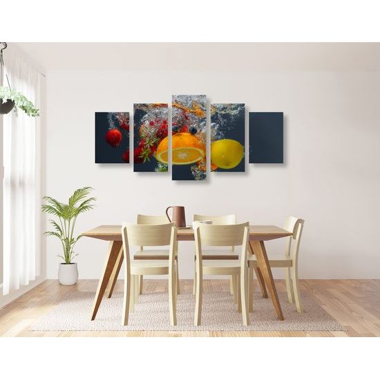5-dielny obraz ovocie ponorené vo vode