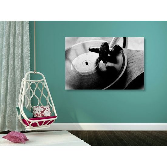 Obraz gramofón v čiernobielom prevedení