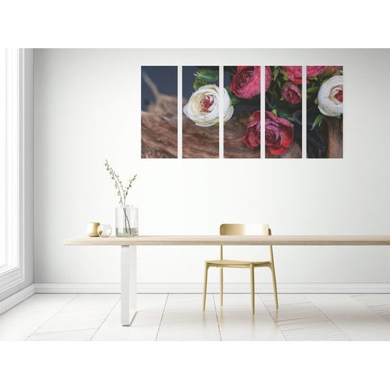 5-dielny obraz romantické kvety