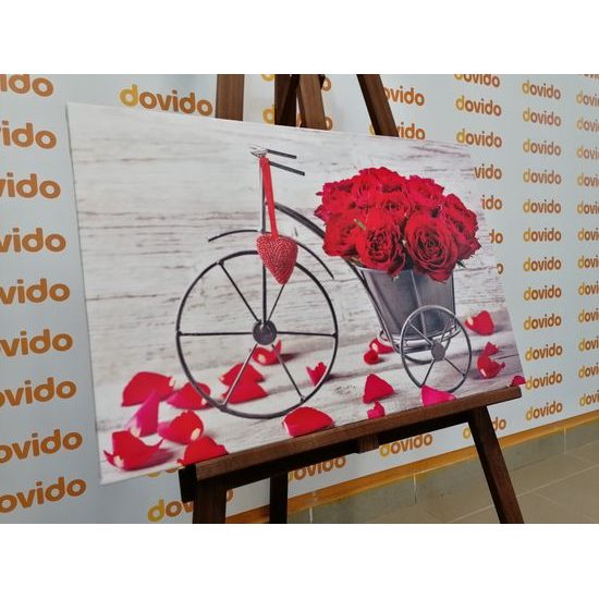 Obraz krásna kytica ruží v železnom črepníku