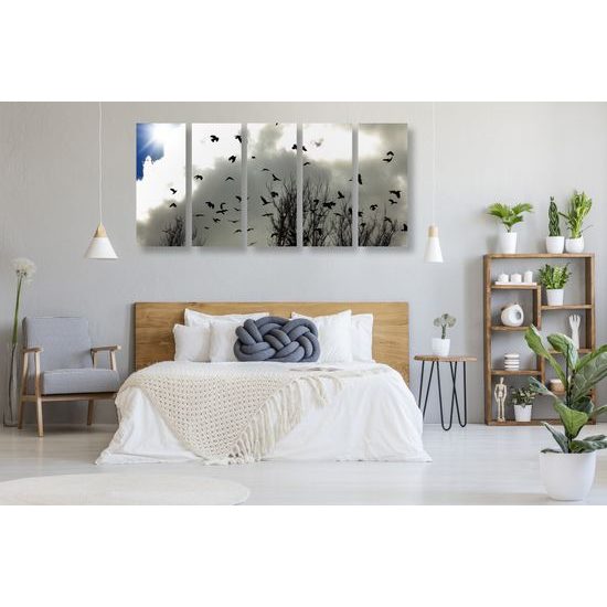 5-dielny obraz nepokojné vrany pred búrkou