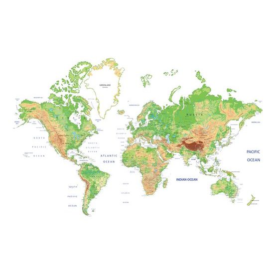 Obraz geografická mapa sveta