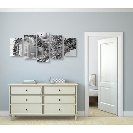 5-dielny obraz čiernobiely orgován v romantickom prevedení