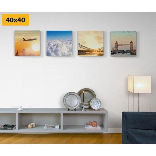 Set obrazov západ slnka nad Londýnom