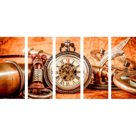 5-dielny obraz historické luxusné hodinky