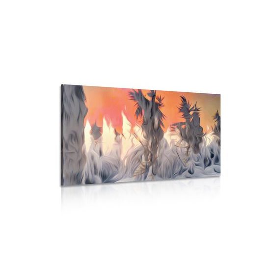 Obraz abstrakcia zasneženého lesa