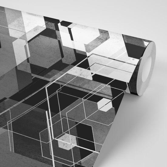 Samolepiaca tapeta čiernobiela abstrakcia geometrických tvarov
