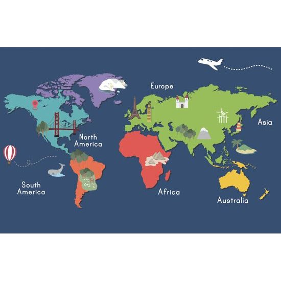 Samolepiaca tapeta minimalistcká mapa sveta
