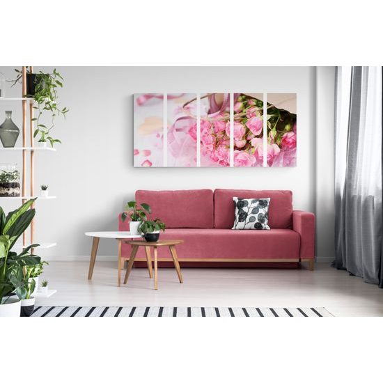 5-dielny obraz ružové lupene ruží