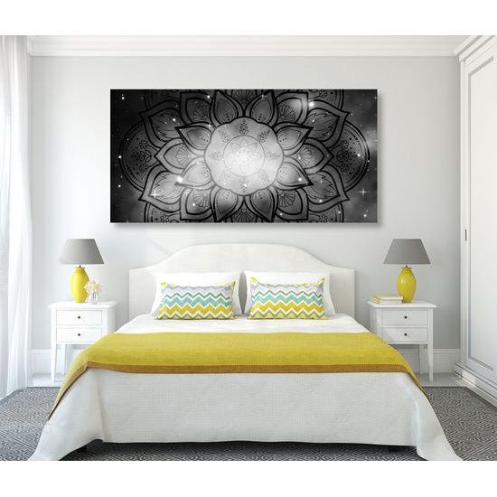Obraz galaktická Mandala v čiernobielom prevedení