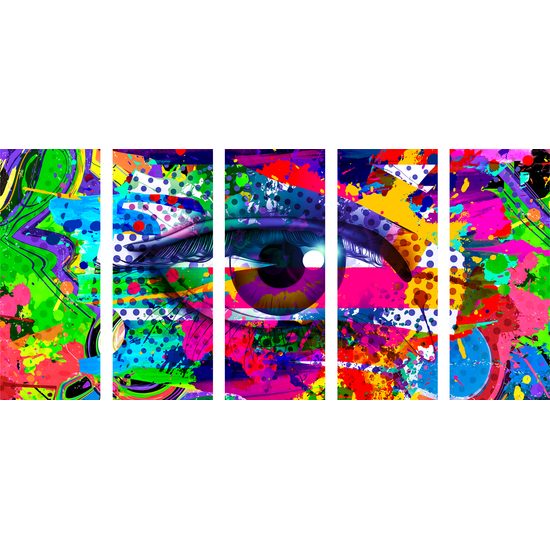 5-dielny obraz pop-art abstrakcia oka