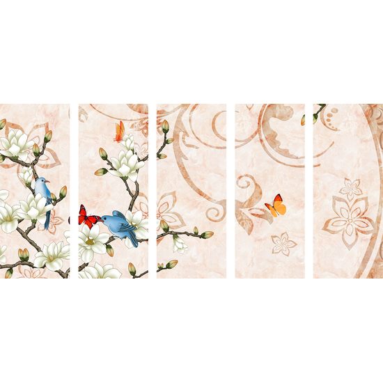 5-dielny obraz vintage príroda