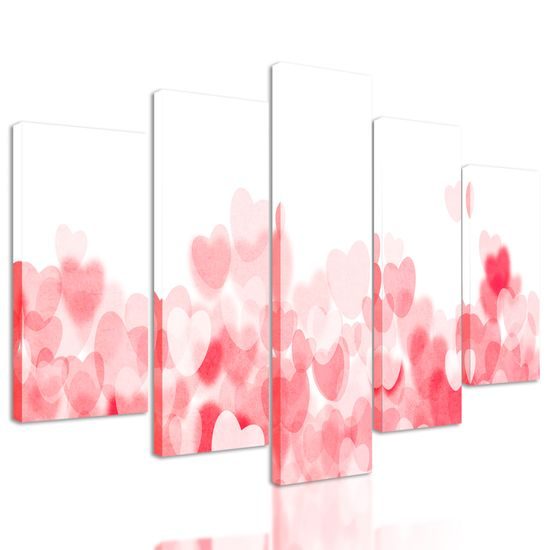5-dielny obraz plný krásnych srdiečok