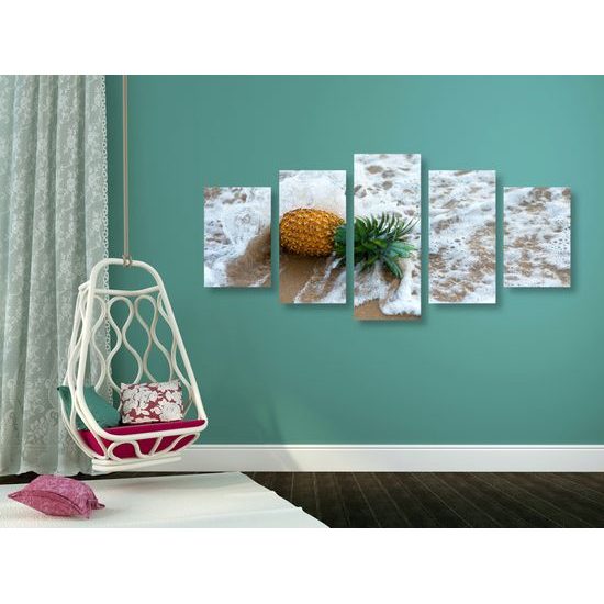5-dielny obraz ananás na pláži