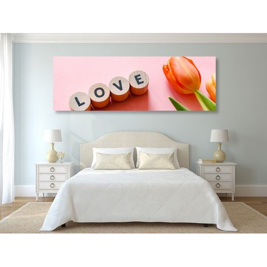 Obraz tulipán s nápisom Love