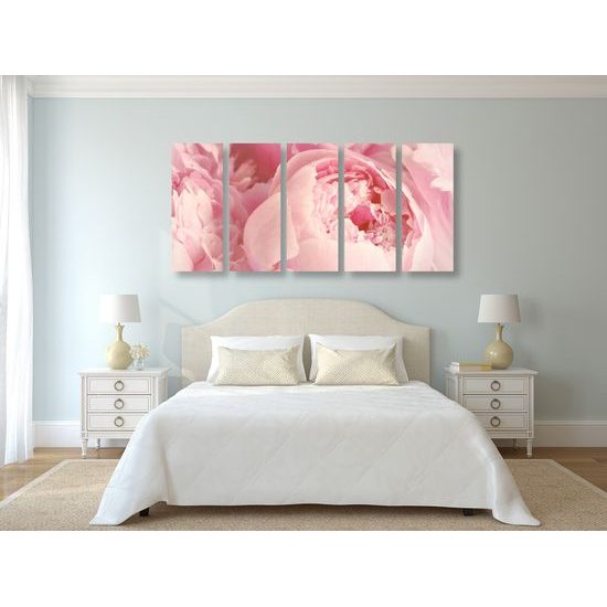 5-dielny obraz detail na ružové kvety