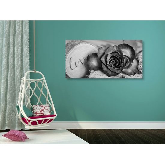 Obraz vyznanie lásky v čiernobielom prevedení