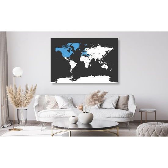 Obraz na korku zaujímavá mapa na čiernom pozadí s modrým detailom
