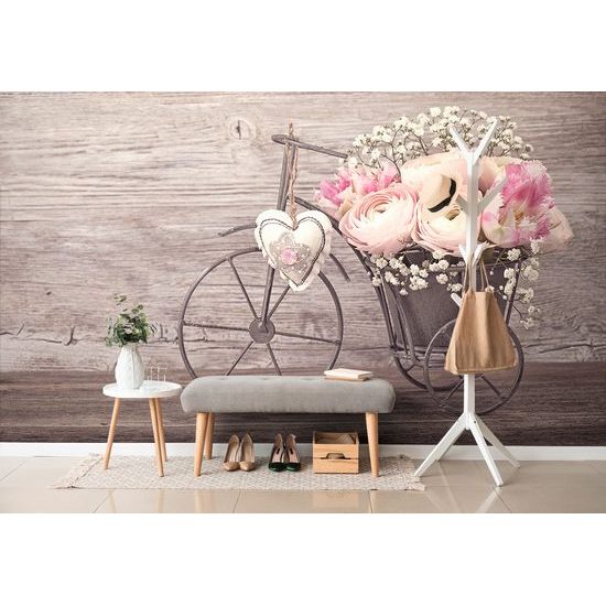 Tapeta bicykel s kvetmi vo vintage štýle