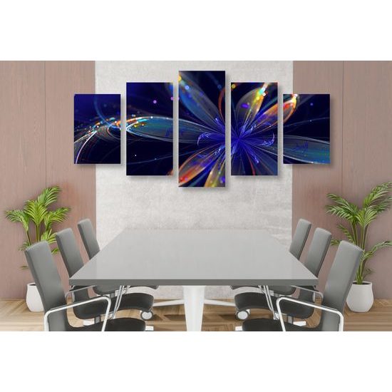 5-dielny obraz futuristická abstrakcia kvetiny