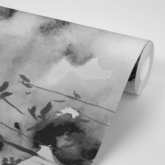 Samolepiaca tapeta čiernobiela obloha v akvarelovom prevedení