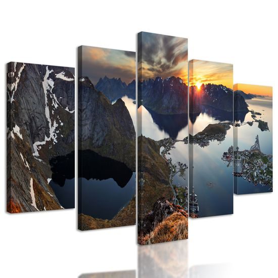 5-dielny obraz krásy Nórskej prírody