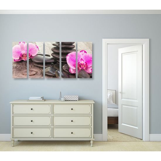 5-dielny obraz drevené upokojujúce zátišie