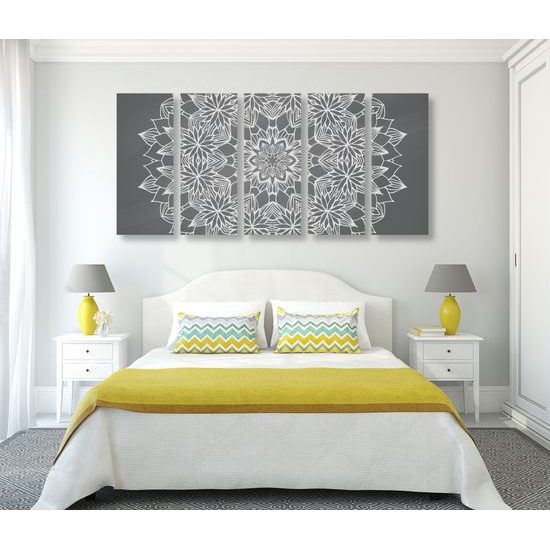 5-dielny obraz umelecká abstrakcia s kvetinovým motívom