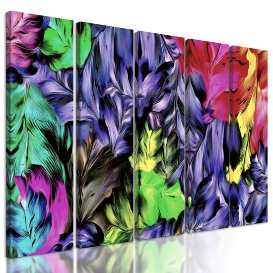 5-dielny obraz maľované pestrofarebné kvety