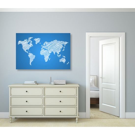 Obraz zaujímavá mapa na modrom pozadí