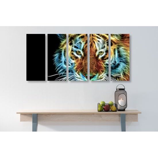 5-dielny obraz abstraktný tiger
