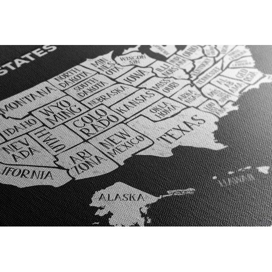 Obraz moderná mapa USA v čiernobielom prevedení