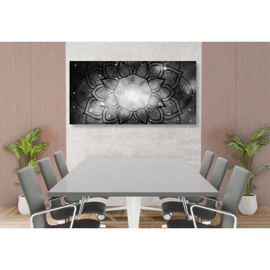 Obraz galaktická Mandala v čiernobielom prevedení