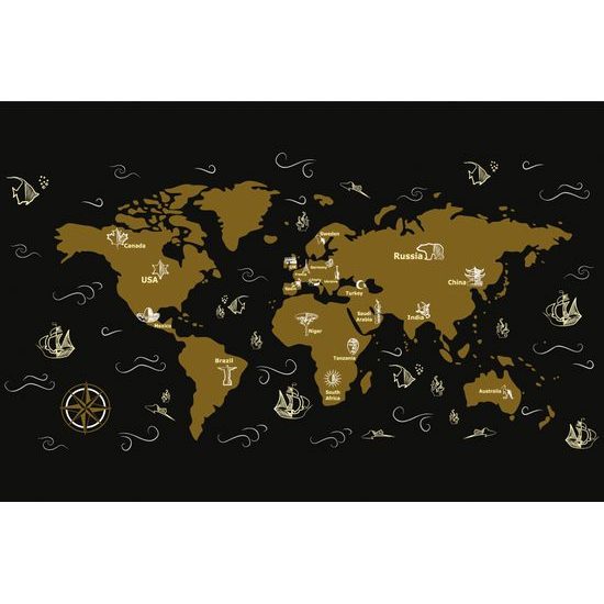 Samolepiaca tapeta dobrodrúžna mapa sveta