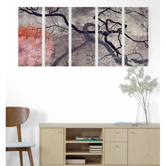 5-dielny obraz temné konáre stromu