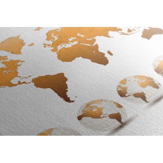 Obraz bronzová mapa sveta